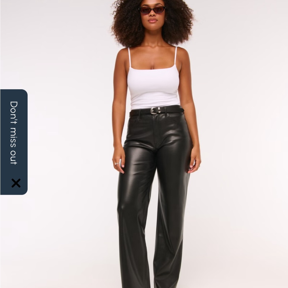 Abercrombie & Fitch Black Leather Straight Leg Pants